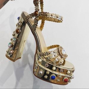 Azalea Wang gold platform sandals